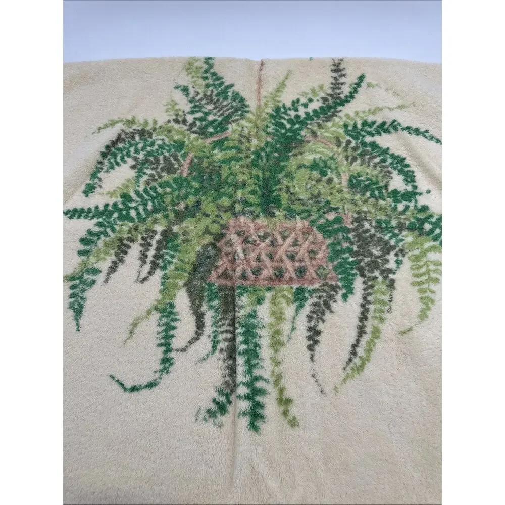 Vintage Cannon Royal Family Cotton Bath Towel 40x24 Hanging Fern Plant Hand Twl